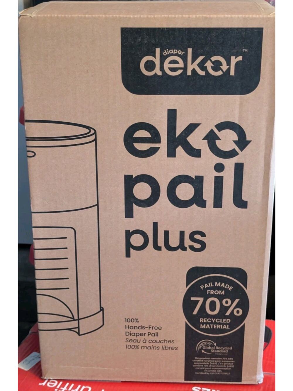 Dekor Eko Pail Plus Diaper Pail Gray Hands Free Baby Nursery Factory Sealed